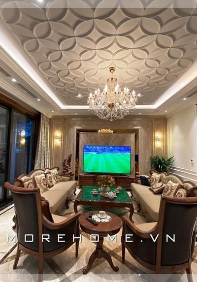  Thi công nội thất biệt thự GreenBay phong cách tân cổ điển gỗ óc chó